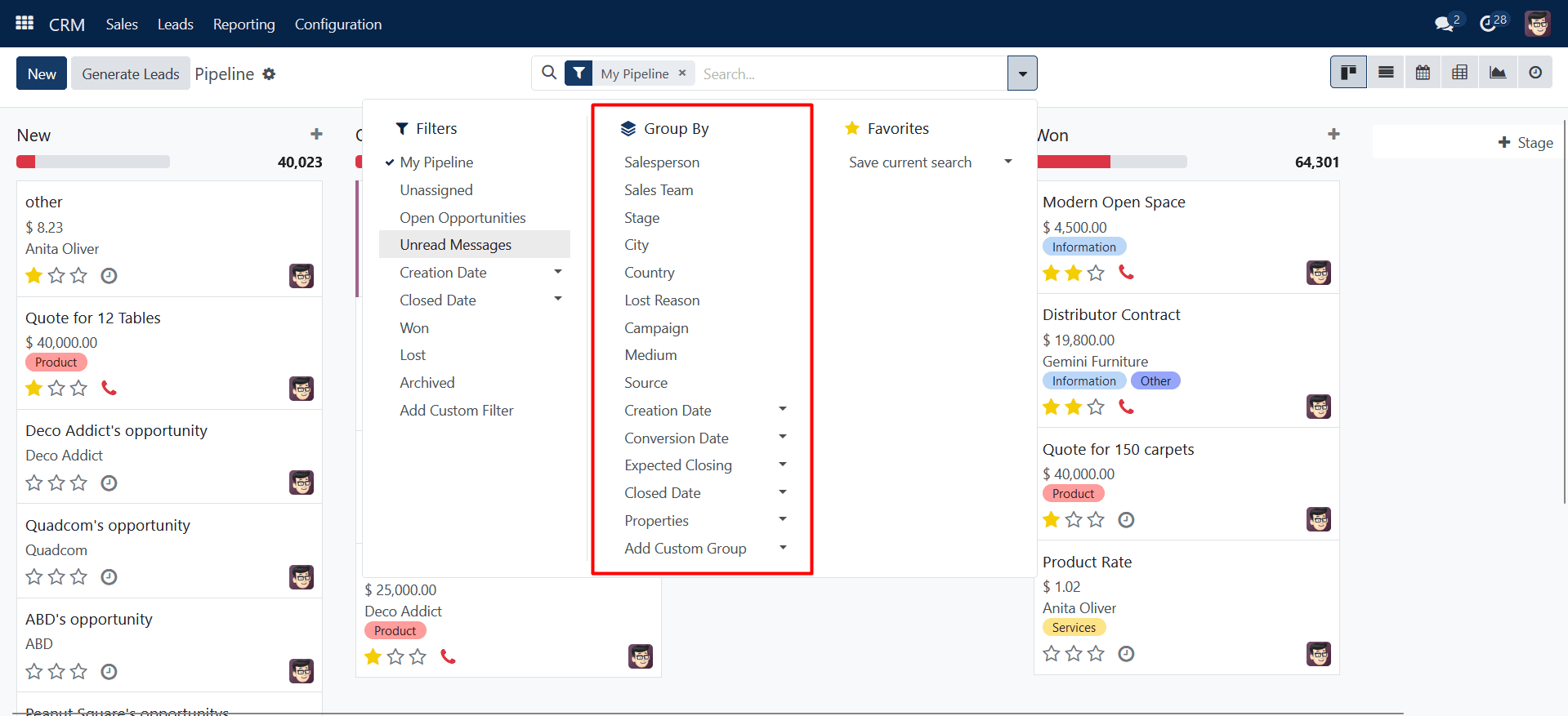 Group Dropdown Menu